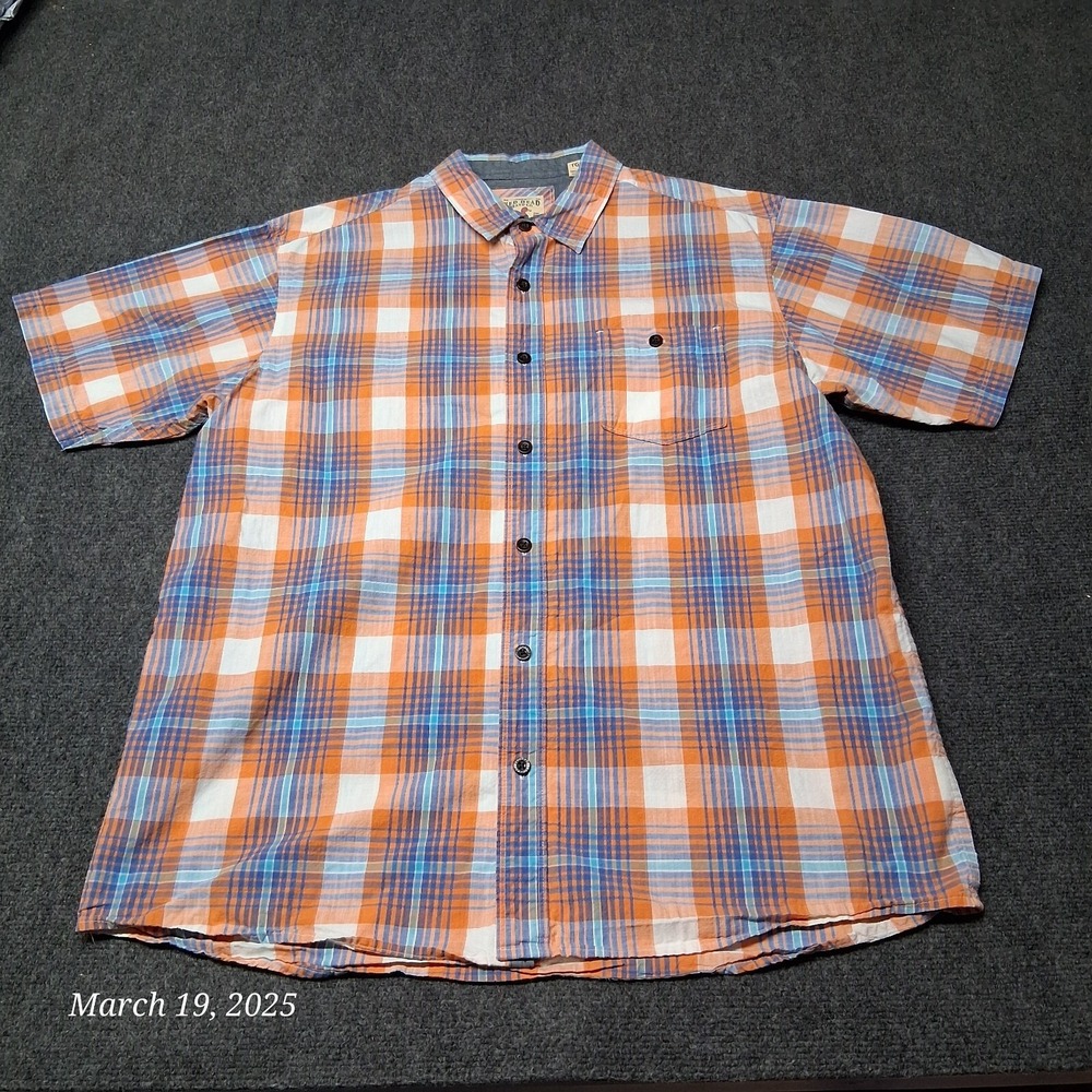 Red Head Brand Co. Button Up Plaid‎ Colorful Orange Blue Shirt Men Sz XL